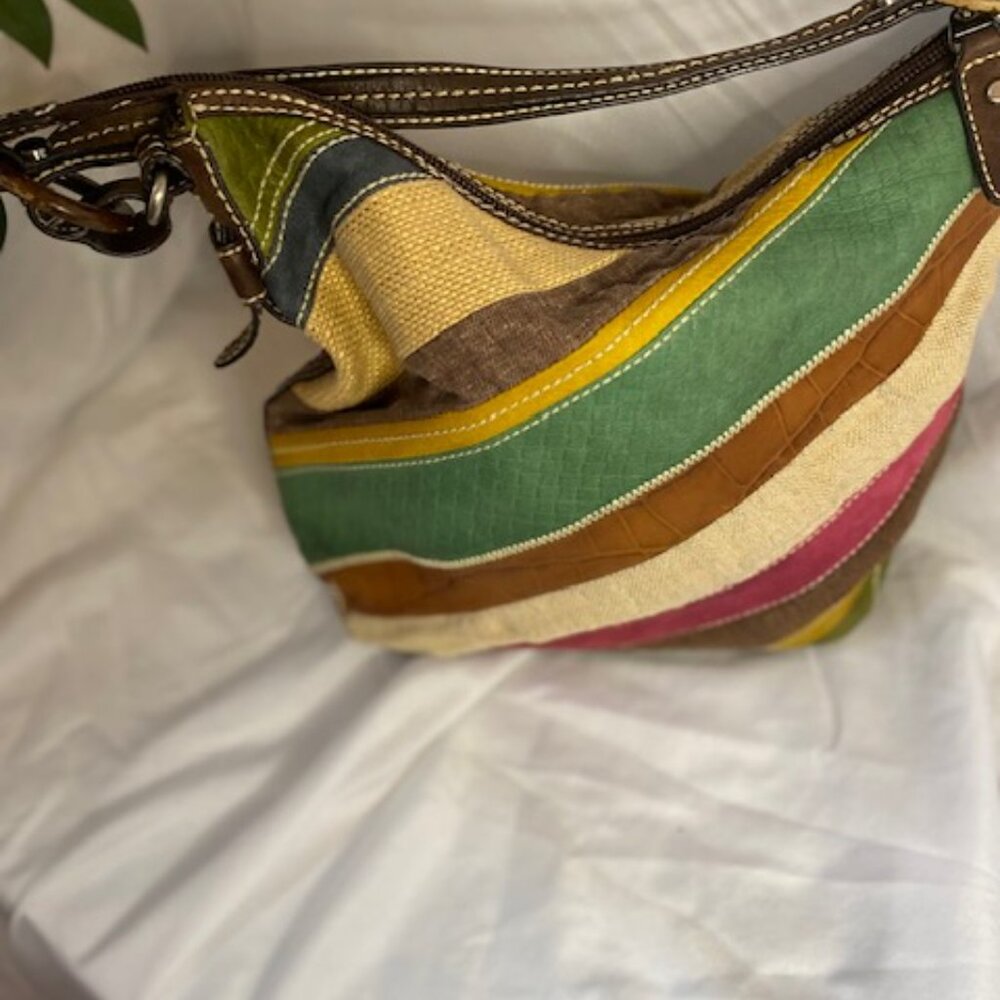 Fossil Multi-textured Striped Shoulder Hobo bag - Picture 3 of 11